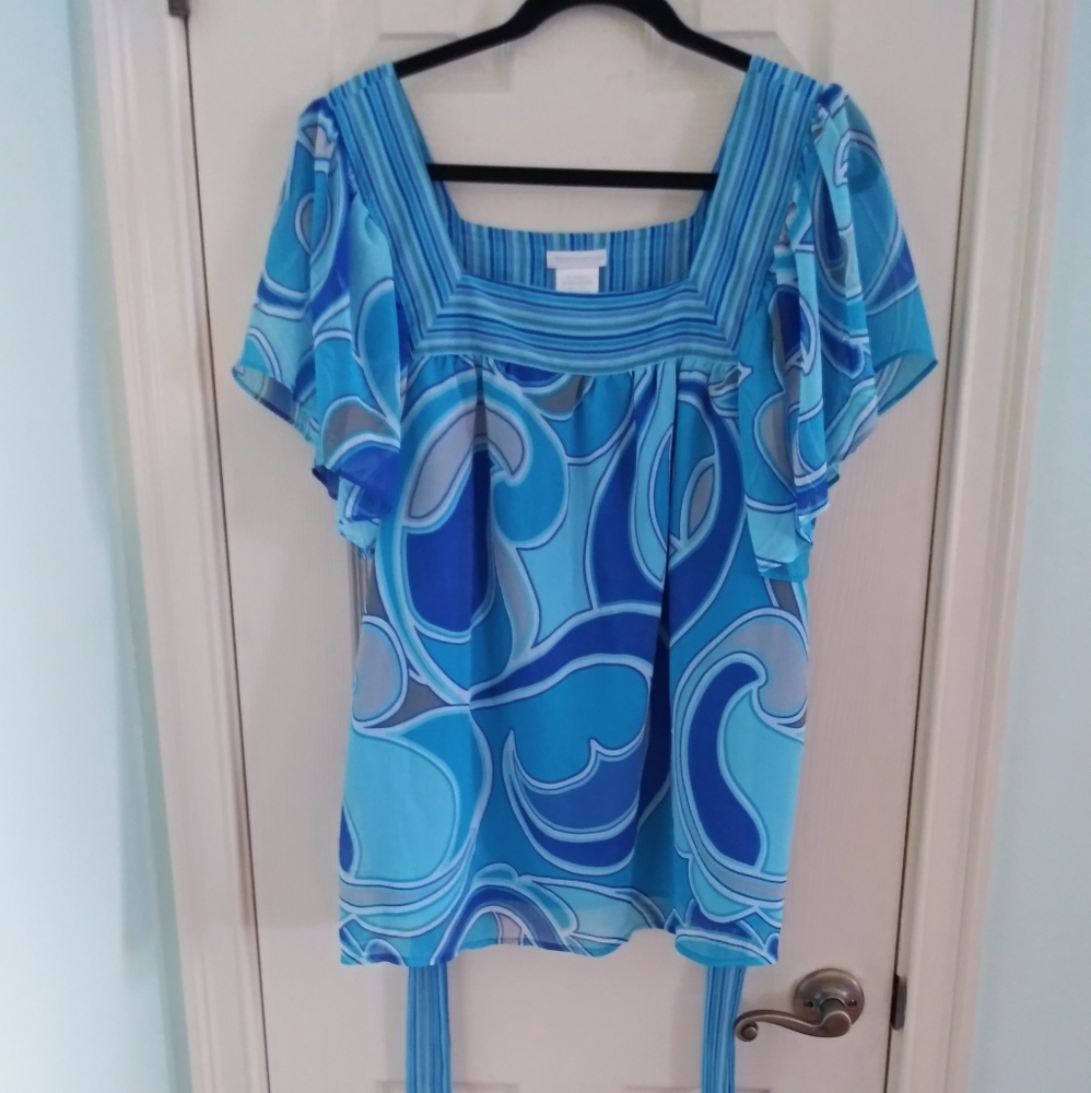 Worthington Boat-neck Print Blouse